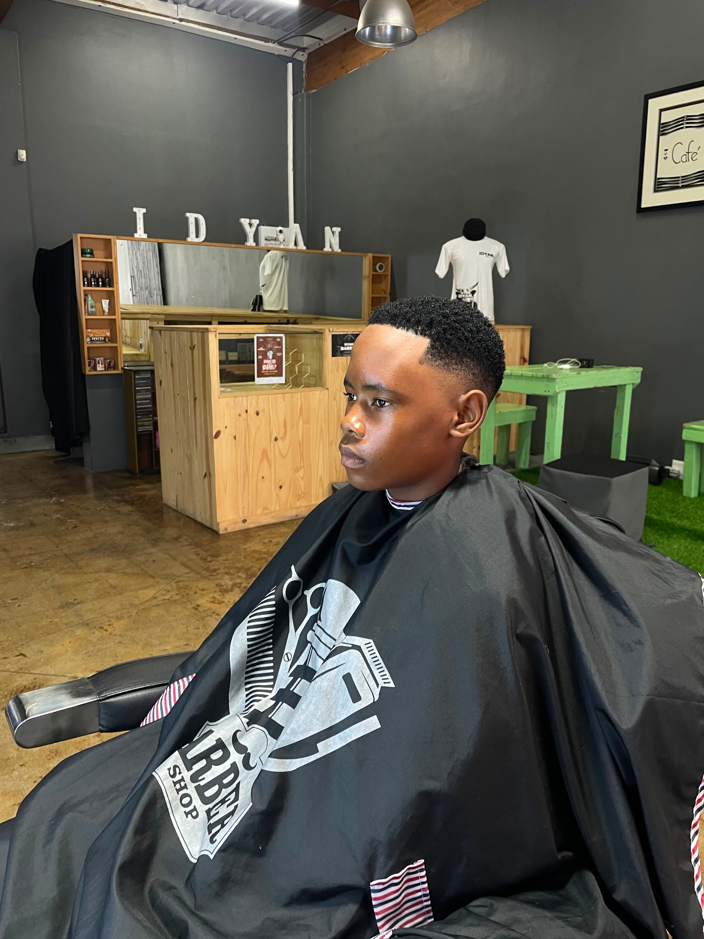 Fade haircut finished with a colour dye